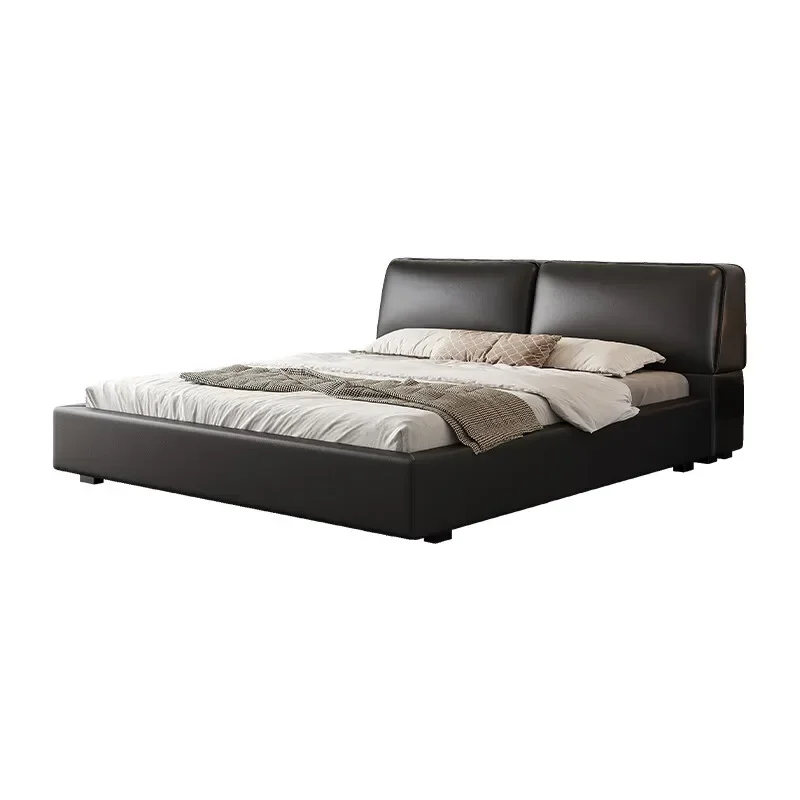 

Baxter Black Xiatu Big Black Cow Tofu Block Leather Bed Modern Simple Double Master Bedroom King Bed High-end Atmosphere