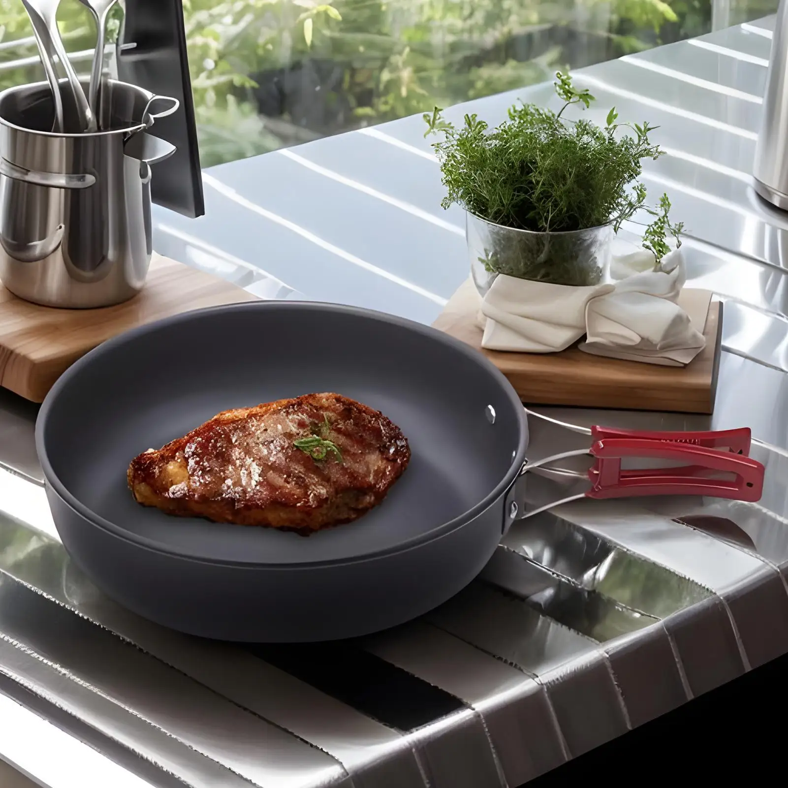 مقالي التخييم للطبخ شقة صينية عموم التخييم سبائك الألومنيوم طلاء غير عصا الحفر الغليان الطبخ مقلاة للخارجية #4