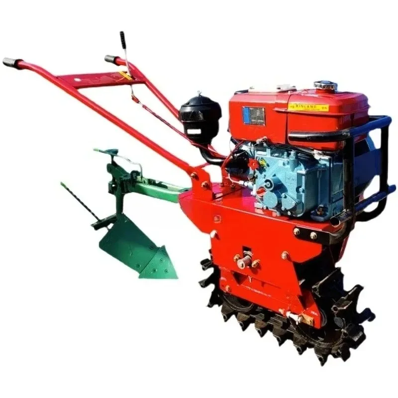 Crawler Type Micro Tiller Agricultural Multifunctional Water and Dry Dual-purpose Ditching and Soil Turning Plowing Machine