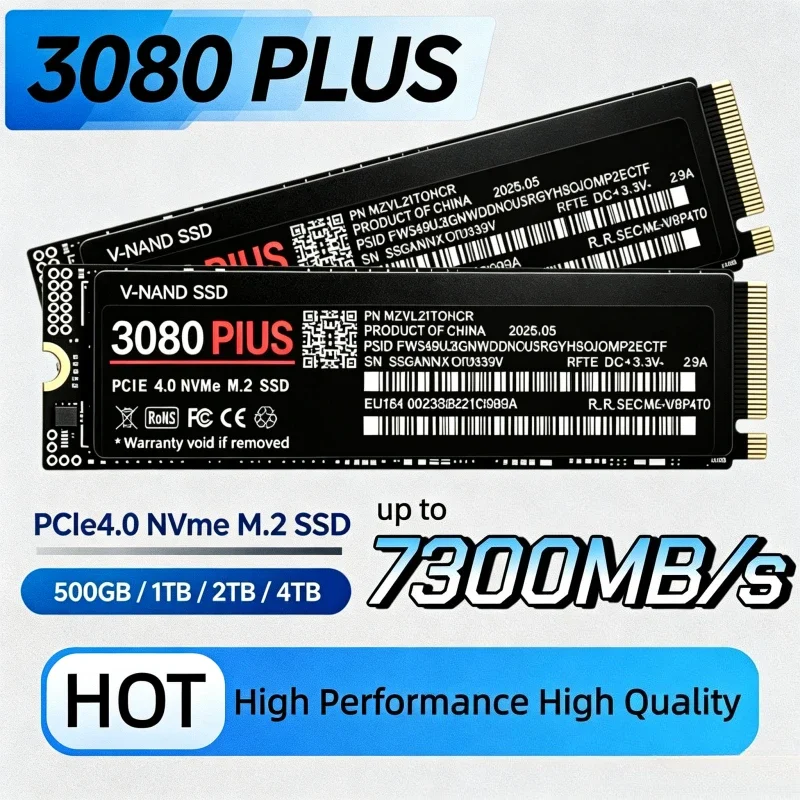 3080 PLUS M.2 2280 NVMe SSD Internal PCIe Gen4.0 X4 7300MB/s TLC 3D NAND 500GB-4TB Gaming Drive for PS5 Laptop Desktop PC.