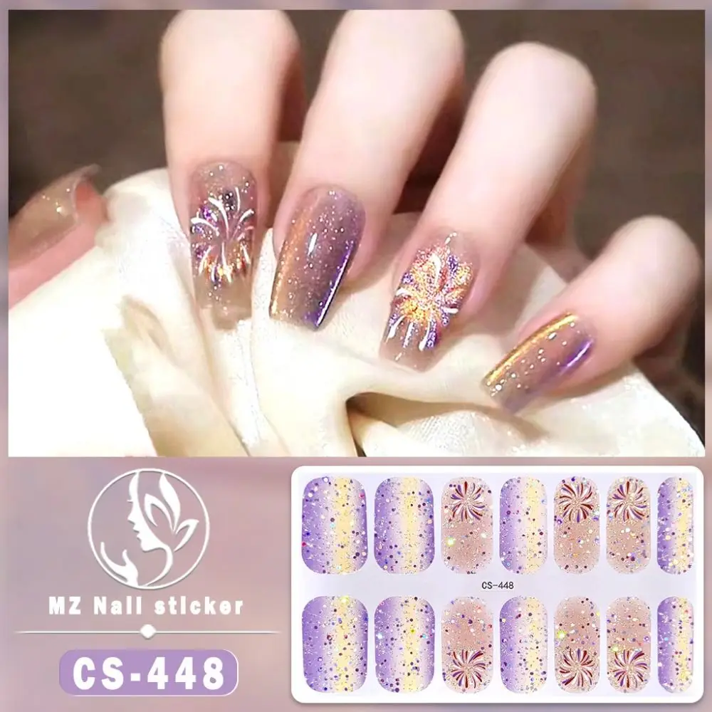 3D Fireworks Nail Stickers Nails Polish Wraps Waterproof New Year Nail Stickers No Damage to Nails Adhesive Nail Decals