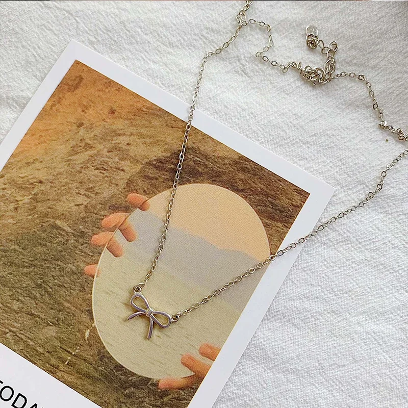 Fashion New Cute Bow Mini Pendant Necklace Fine Jewelry Girl Gifts Clavicle Chain