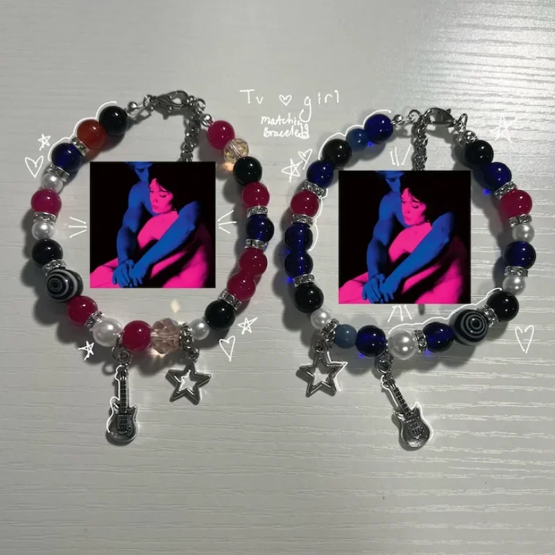 TV Girl Pulsera a juego Coquette Core Y2K Pulsera de pareja 1PCS