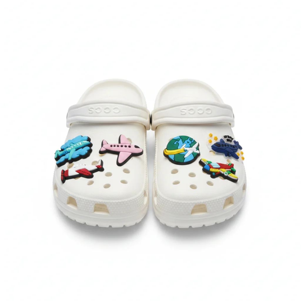 15-Pack Airplane Themed Croc Charms - PVC Shoe Decor for Sandals, Beach Bags & Garden Shoes - Birthday & Christmas Gifts