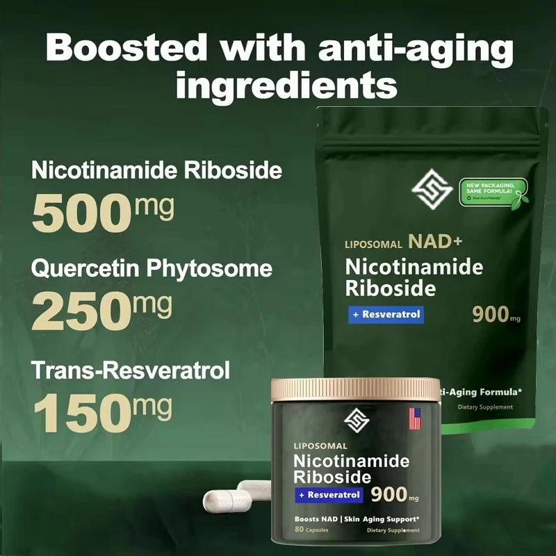 80 cápsulas Nad Supplements Booster celular antienvejecimiento Booster Nicotinamida Energía natural y celular