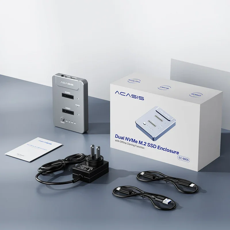 ACASIS NVMe Dual Bay Enclosure Clone Docking Station M.2 USB3.1