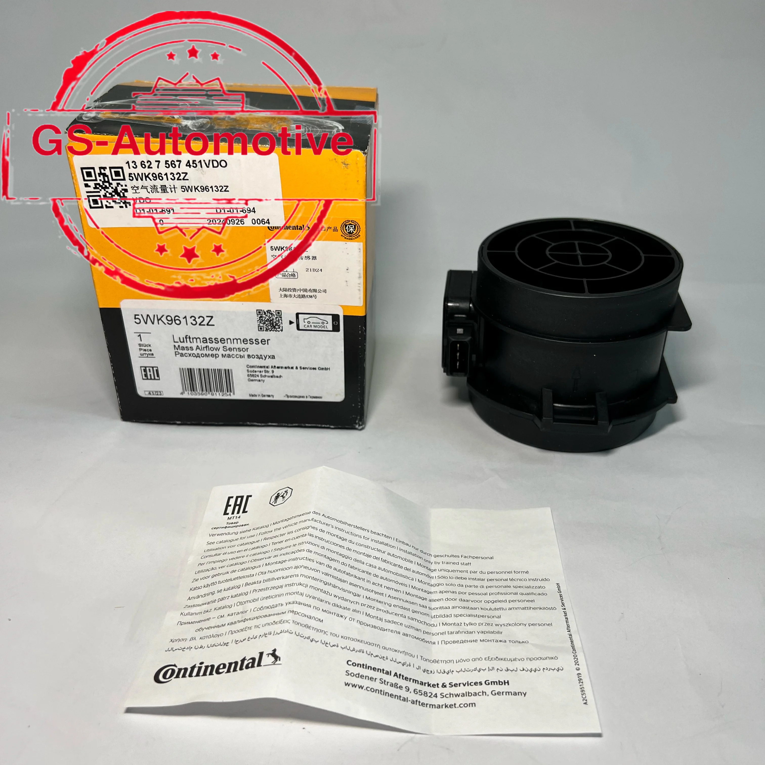 VDO 5WK96132 for BMW E46 E39 E53 E36 X5 Z3 330xi 330Ci 330i 530i  Air Flow Sensor Meter 5WK96132Z 13627567451
