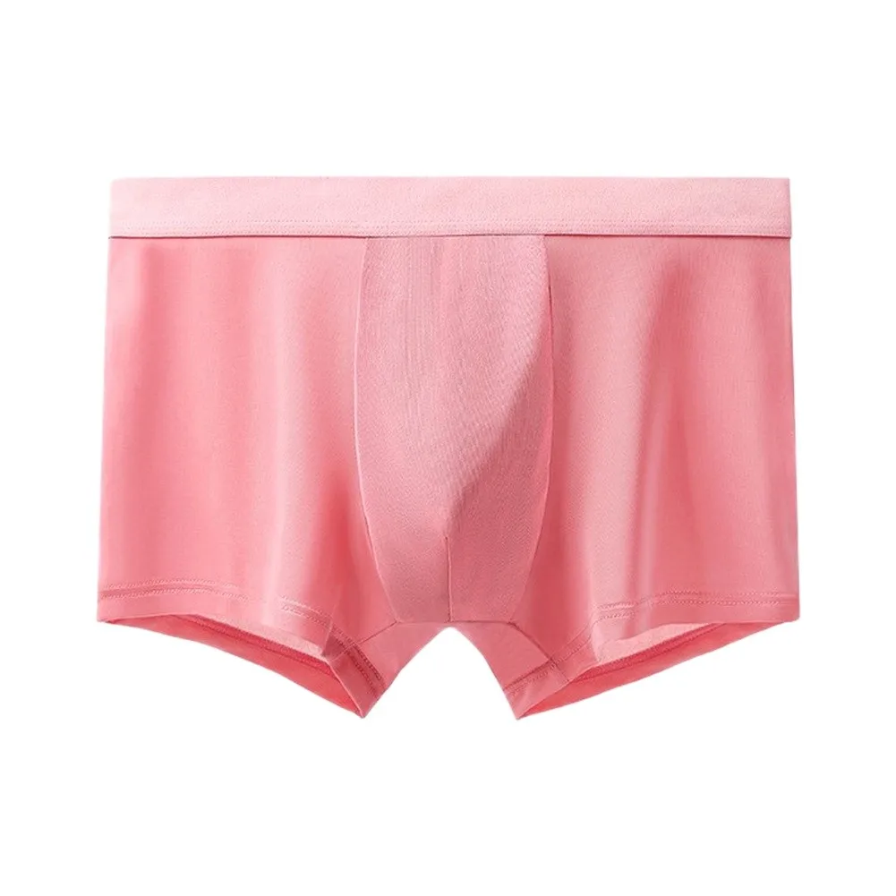 1pc Men Ice Silk Boxershorts Breathable Smooth Casual Underpants Solid Color Large Size Boxer U Convex Pouch Underwear