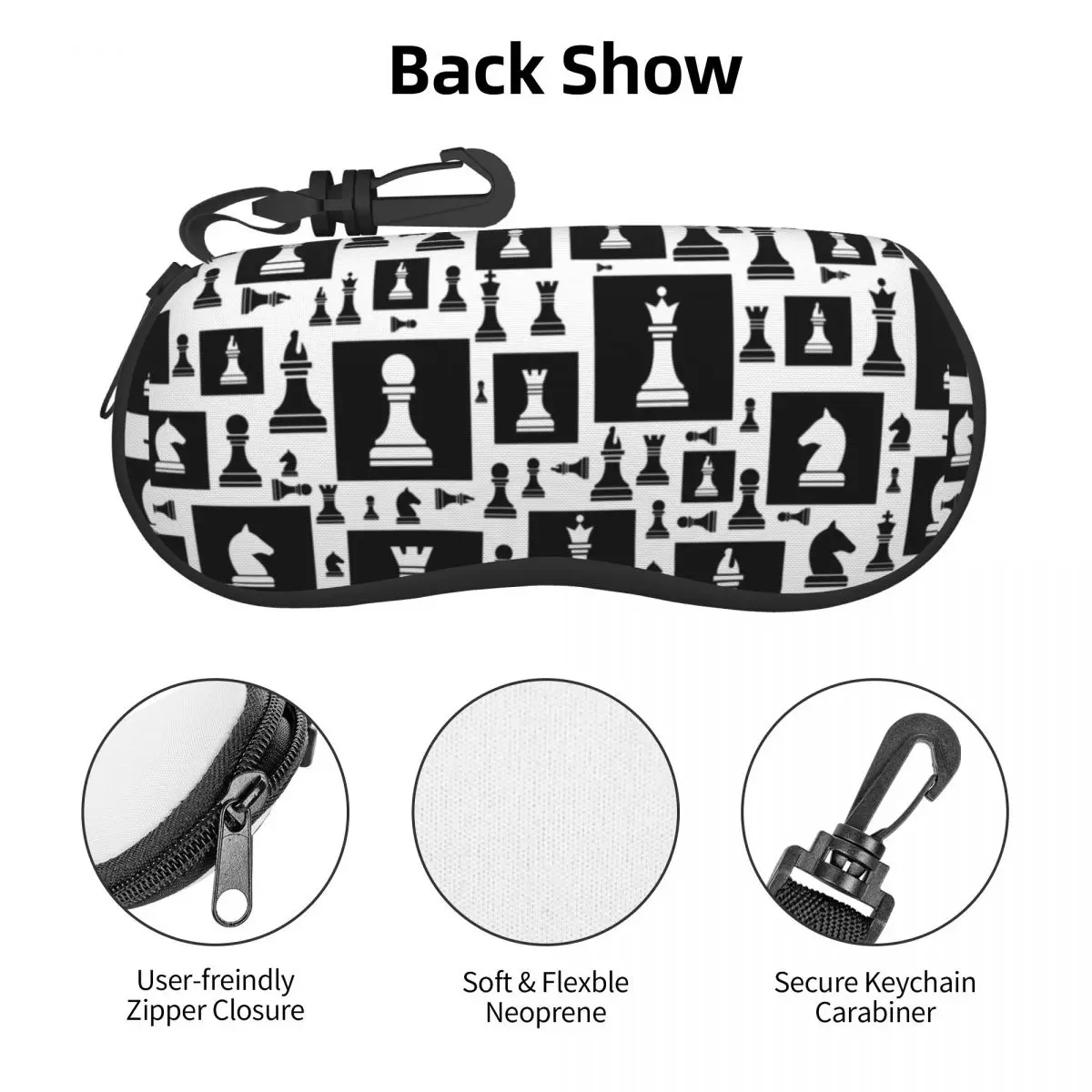 Custom Chess Pieces Pattern Glasses Case Cool Chess Lover Chessboard Shell Eyeglasses Case Sunglasses Box