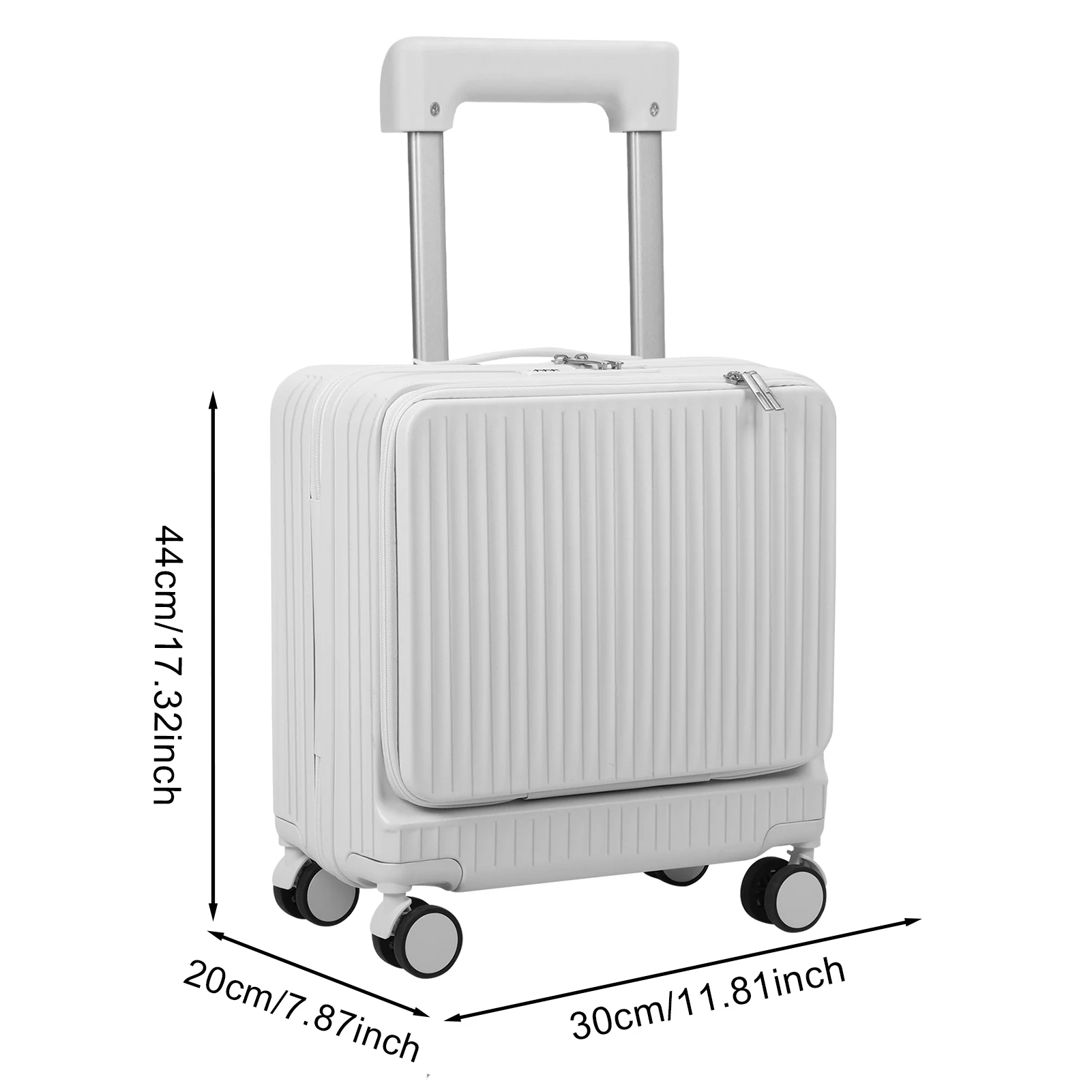 Hardside Mala com Suporte de Copo e Porta USB, Hard Shell Spinner Roda Bagagem, Abertura Frontal Carry on, 18"