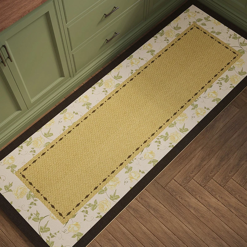 Kitchen Rug Long Anti-slip Floor Mat French Retro Style Carpet Ultra-absorbent Diatom Mud Mats Home Decoration Carpets 주방 카펫
