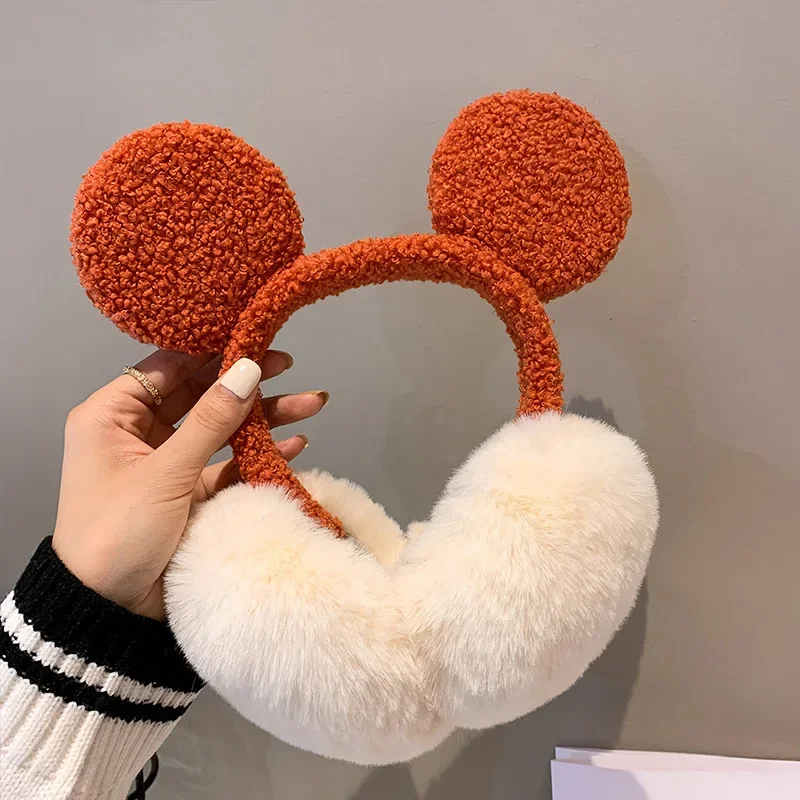 New Disney Mickey Mouse Plush Earmuffs for Women Cute Mickey Ears Warm Cover Fall Winter Snow Ear Muffs Girls Christmas Gifts