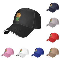 Funny Upside Down Pineapple Hat for Men and Women Flat Bill Baseball Cap Adult Adjustable Trucker Black Casual Sports Golf Hats