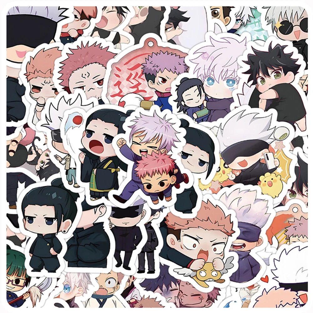 10/30/60PCS Cute Cartoon Jujutsu Kaisen Itadori Yuji Satoru Gojo Anime Stickers Decal DIY Fridge Phone Diary Classic Toy Sticker