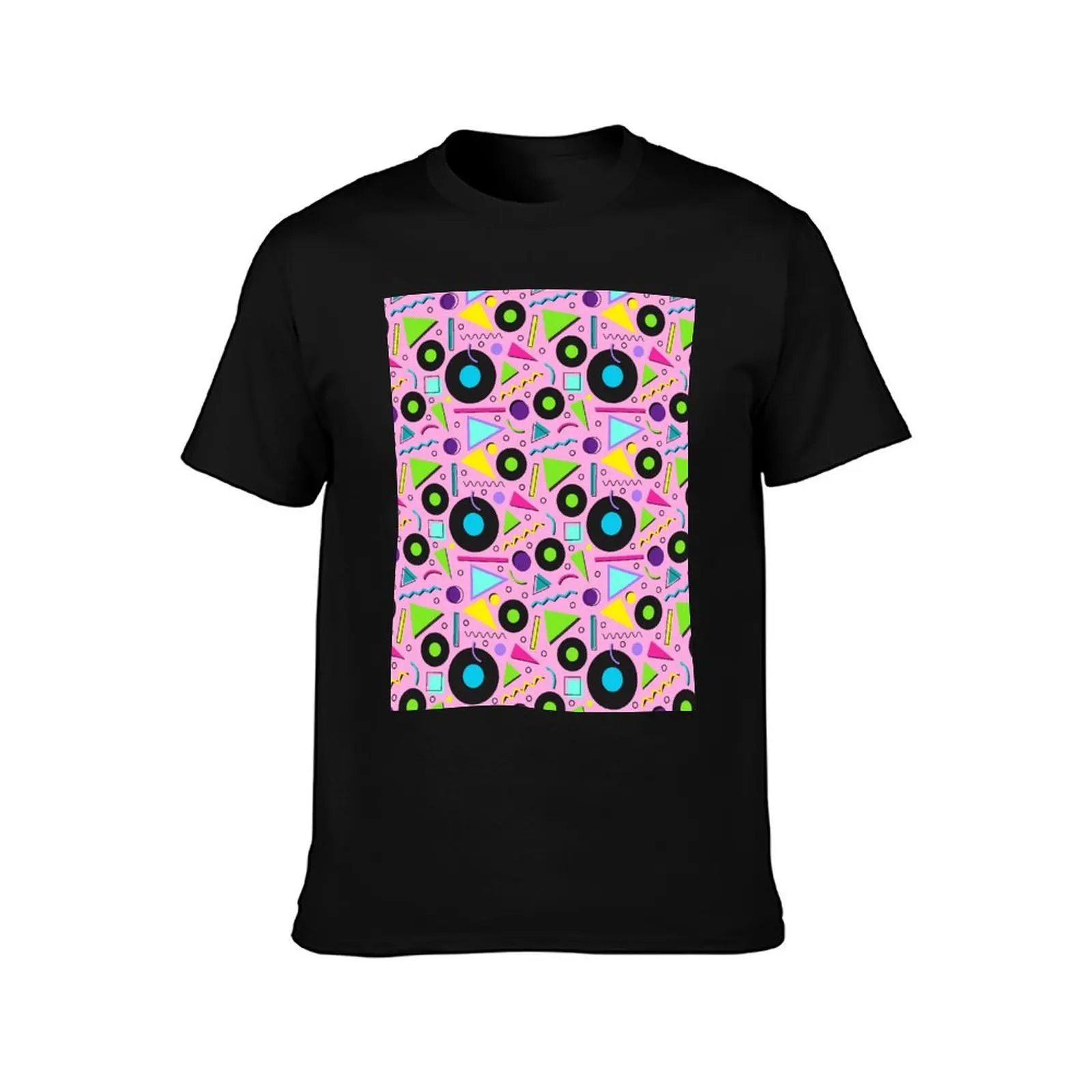 80s Neon Shapes Vinyl Records Memphis Pattern T-Shirt Dry Fit Running Short Sleeve Top T-Shirt