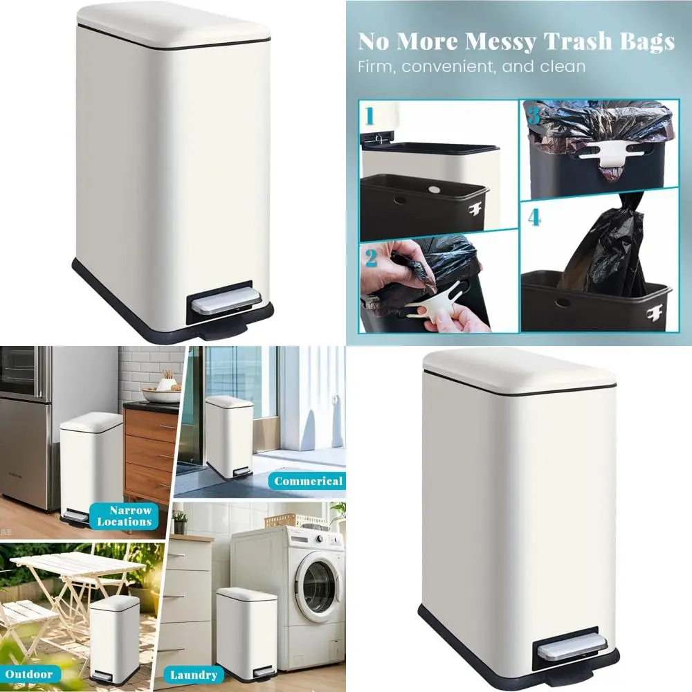 

8 Gallon Stainless Steel Trash Can with Removable Inner Bucket, Step-On Lid for Kitchen, Office, Laundry, and Bathroom, 30 Liter