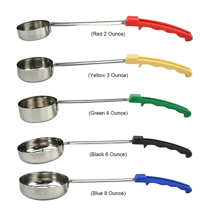 Pizza Spread Sauce Ladle Spoon with Long Rubber Handle Anti-Hot Pizza Spread Ladle Measuring Soup Spoon Cooking Tools