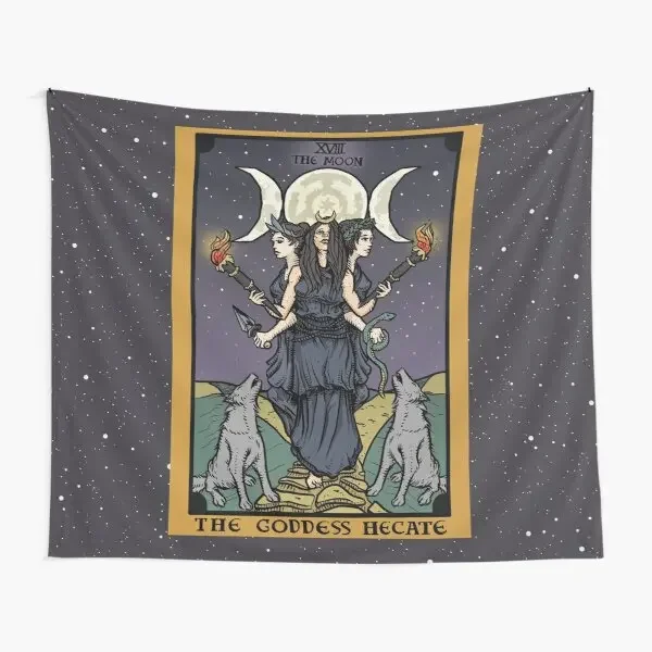 Hecate Triple Moon Goddess Of Witchcraft  Tapestry Colored Mat Home Art Blanket Living Decoration Room Bedroom Wall Hanging