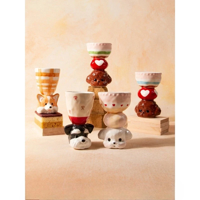 Limited Cute Puppy Cup Handm Ceramic Wine Glass Girl Wedding Birthday Gift