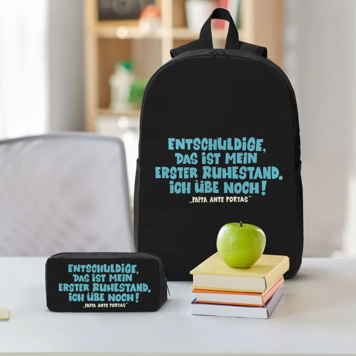 Loriot Pappa Ante Portas This Is My First Retirement Backpack BookBag School Bag Shoulder Bags 3ps Lunch Bag Pencil Case
