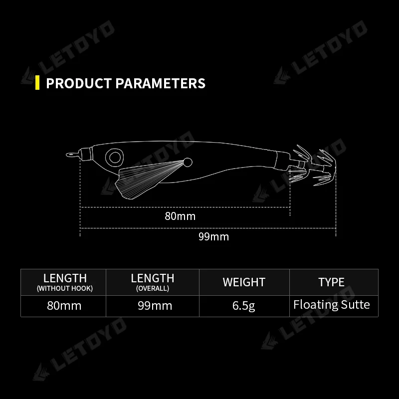 LETOYO UPPER Floating squid bait Luminous squid Jig Fishing Lure Artificial bait For Webfoot Octopus Cuttlefish sea fishing lure