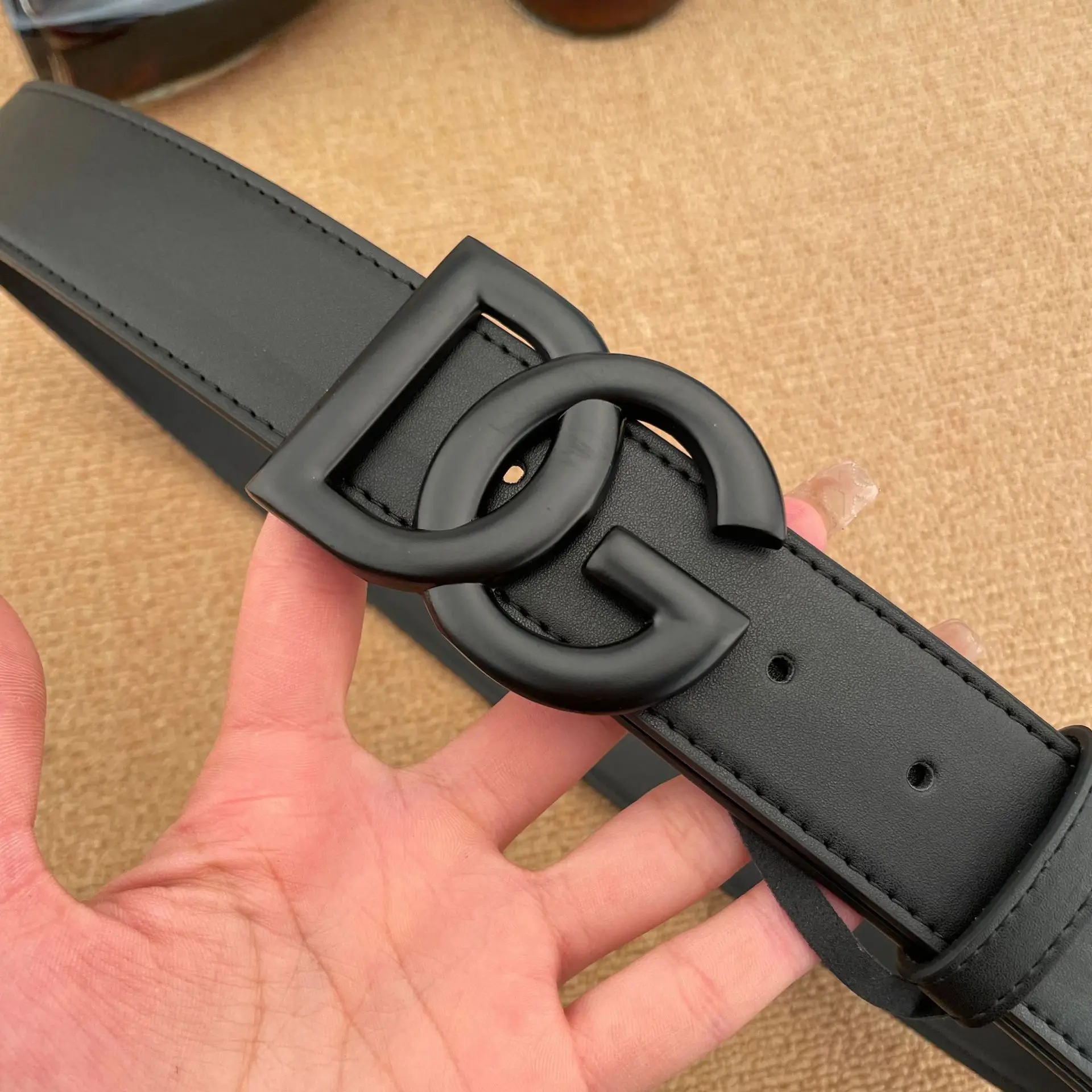 حزام حرف DG بتصميم العلامة التجارية الفاخرة، حزام من الجلد الطبيعي عالي الجودة، حزام ترفيهي للأعمال للرجال والنساء