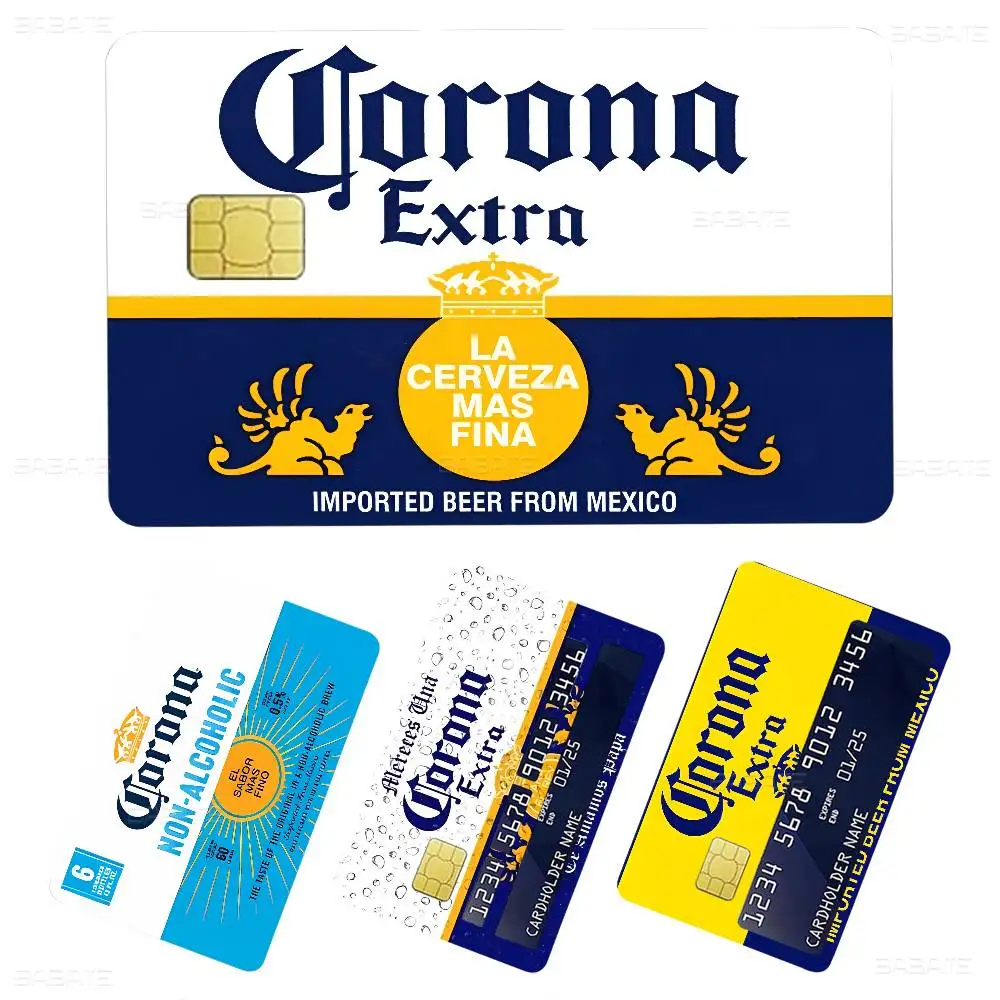 C-Corona E-Extra Beer Anmie Sticker Film Skin Cover for Credit Card Debit Bank Card Front