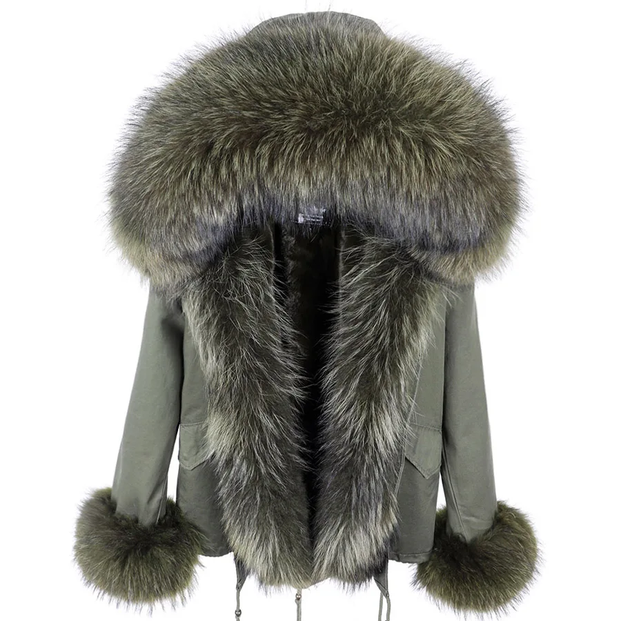 Maomaokong-Parka en Fourrure de Raton Laveur Naturelle pour Femme, Veste avec Col à Capuche, Manteau Chaud avec Torche, 2024 Fourrure, Hiver