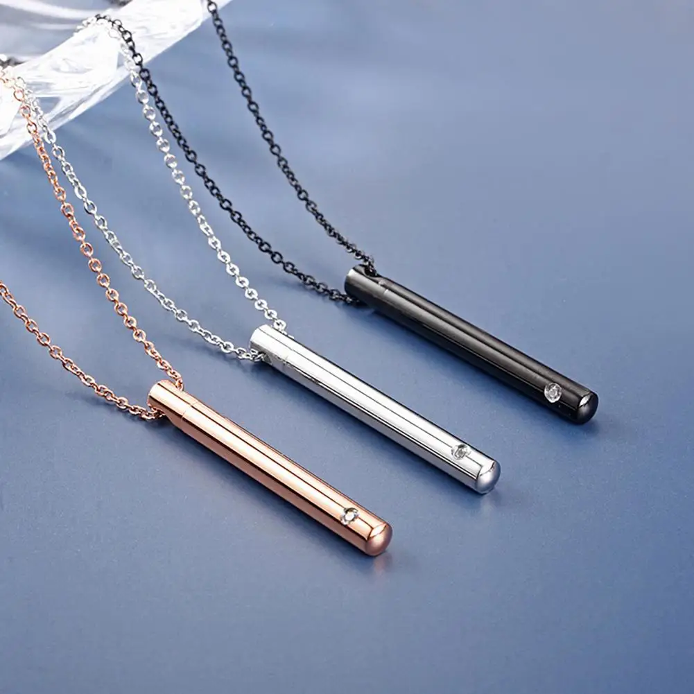 Urn Necklace for Ash, Swing-Open Titanium Steel Cremation Necklace Rhinestones Memorial Pendant for Ash Essential Oils Memorials