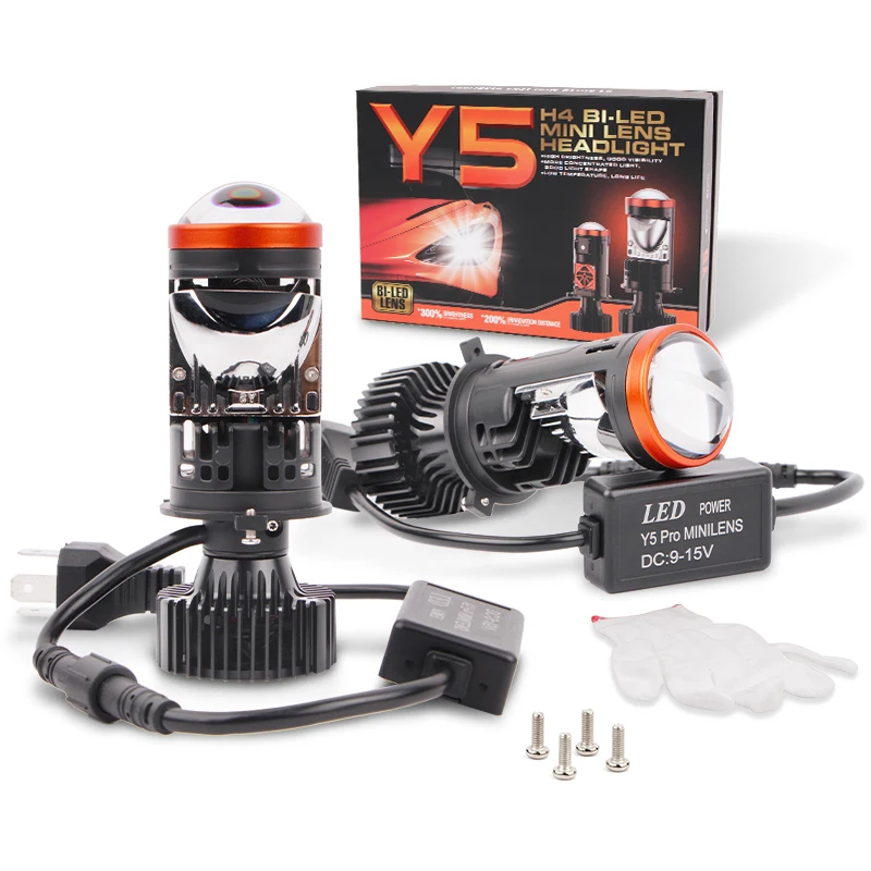 

H4 Mini Bi LED Projector Lens Headlight Bulb 120W Turbo Lamp High Low Beam Led Lenses for Car Motorcycle Light LHD RHD Universal