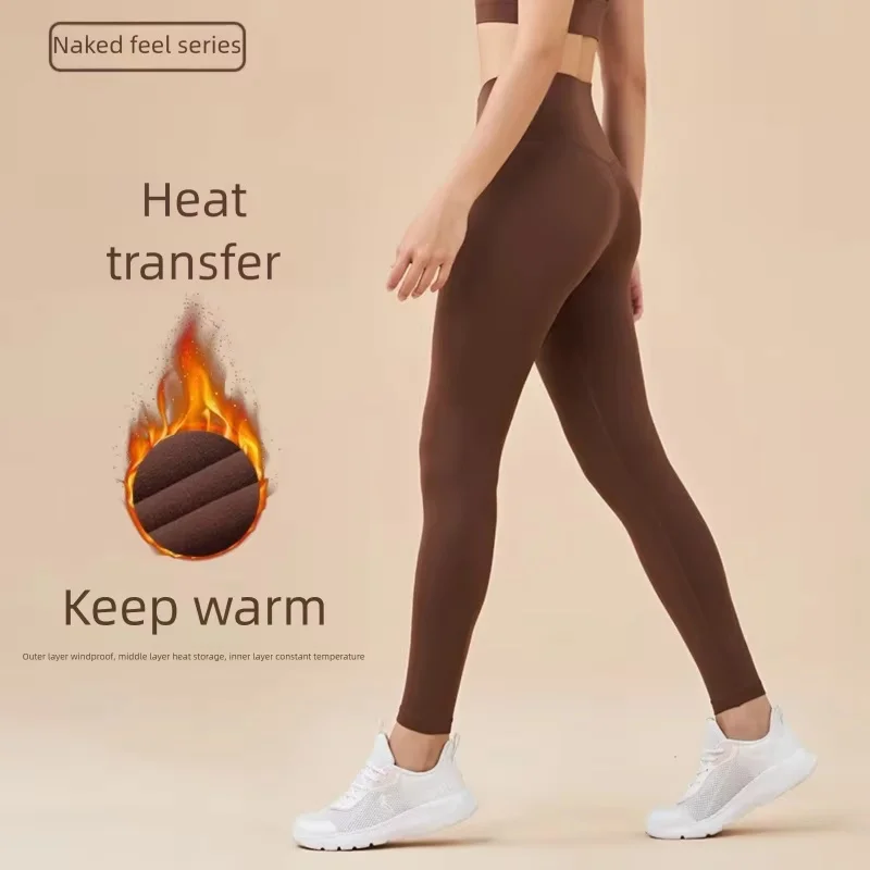 Women's High Waist Yoga Pants, Velvet Lined Hip Lift No Embarrassment, Thick Thin Fleece Leggings With Waist Pocket