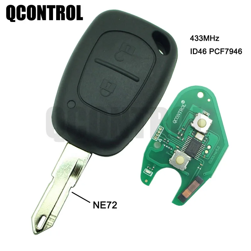 QCONTROL 2 Button Car Remote Key 433mhz ID46 Chip Transmister for Renault Traffic Master Vivaro Movano Kangoo Ne72  Blade