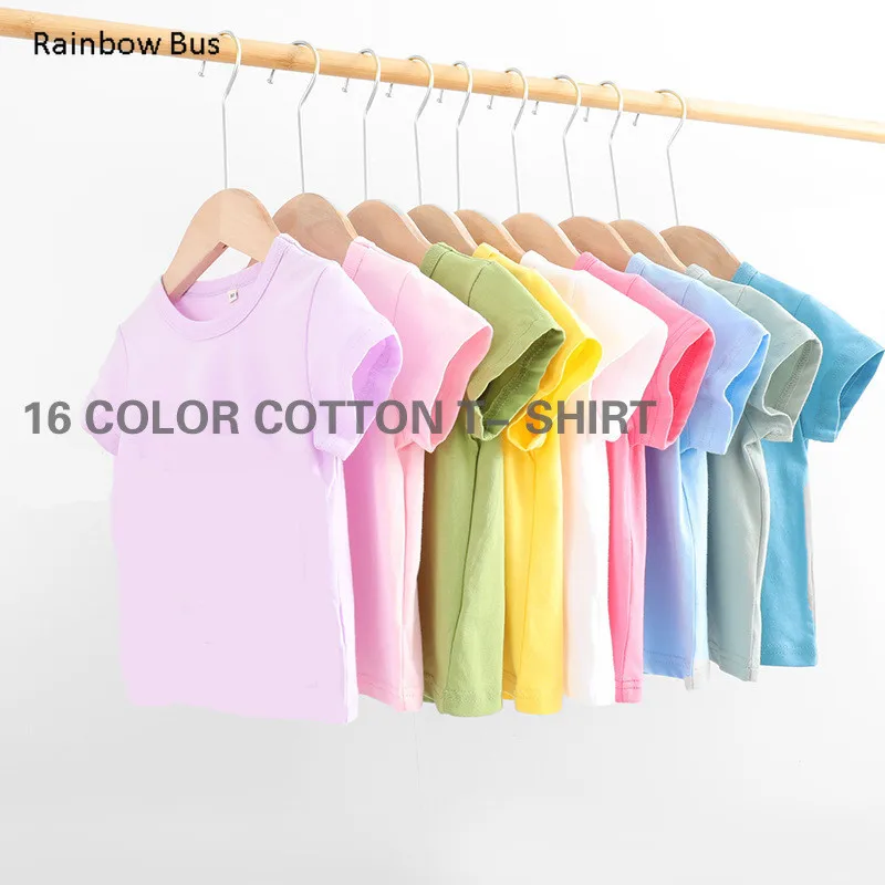 

Kids Tops Baby Boys 100% Cotton Short Sleeve T-shirt Tees Girls Children Casual Candy Color Clothes Baby Boys Girls Tees 2-10Y