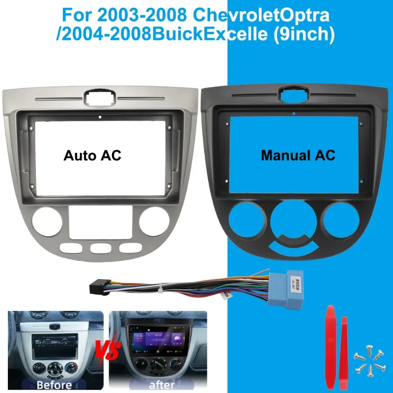 

For Buick2003-2008 EXCELLE MANUAL -AUTO AC 9INCH 2Din Car Radio Android Plastic Fascias Panel Dashboard Frame cables