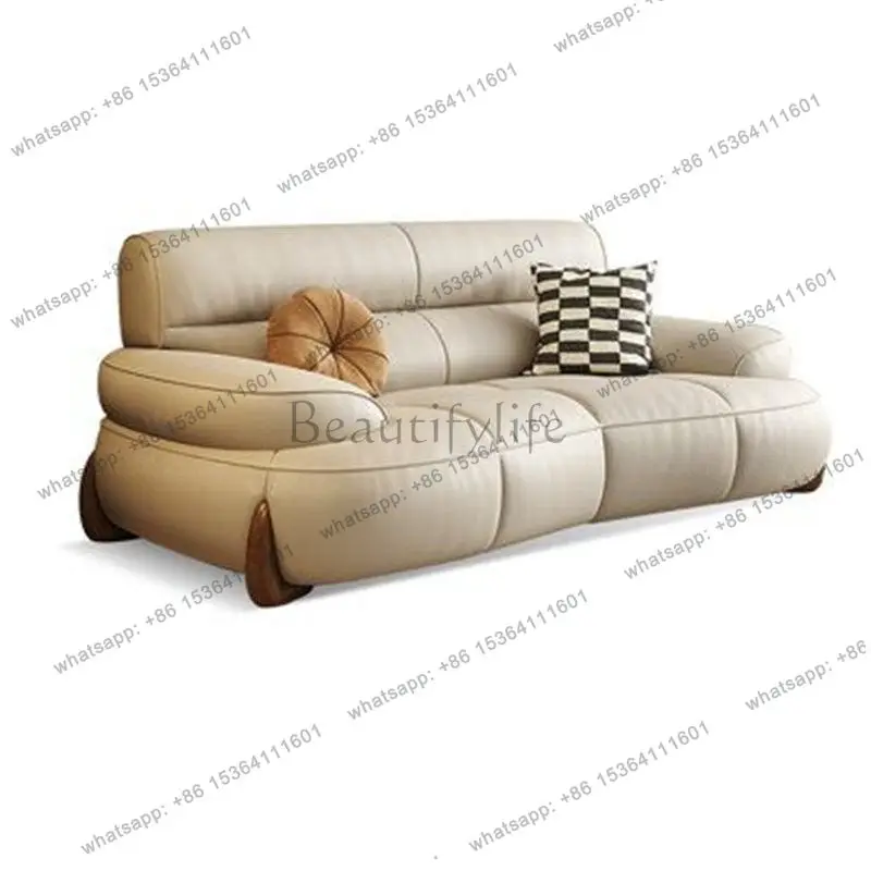 LS Italian minimalist leather sofa minimalist curved creative living room microfiber leather fabric combination sofa