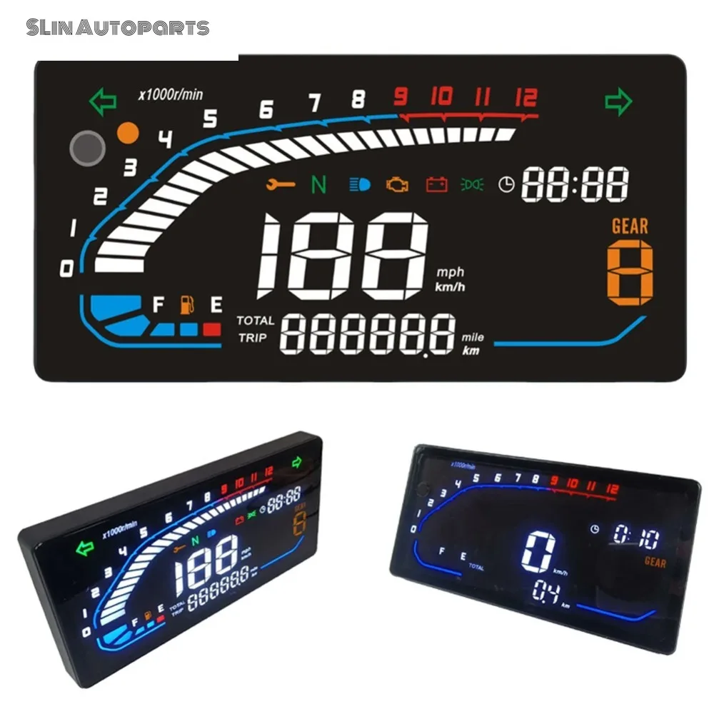 Universal Motorcycle Digital Speedometer Motobike Dashboard Odometer with Multi-Function Indicator Light Motorcycle Accessories