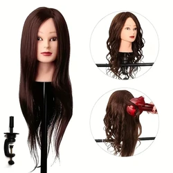 Mannequin Head 20 Inch Brown 95% Real Human Hair Training Hair Barber Mannequin Head Doll Hair Styling