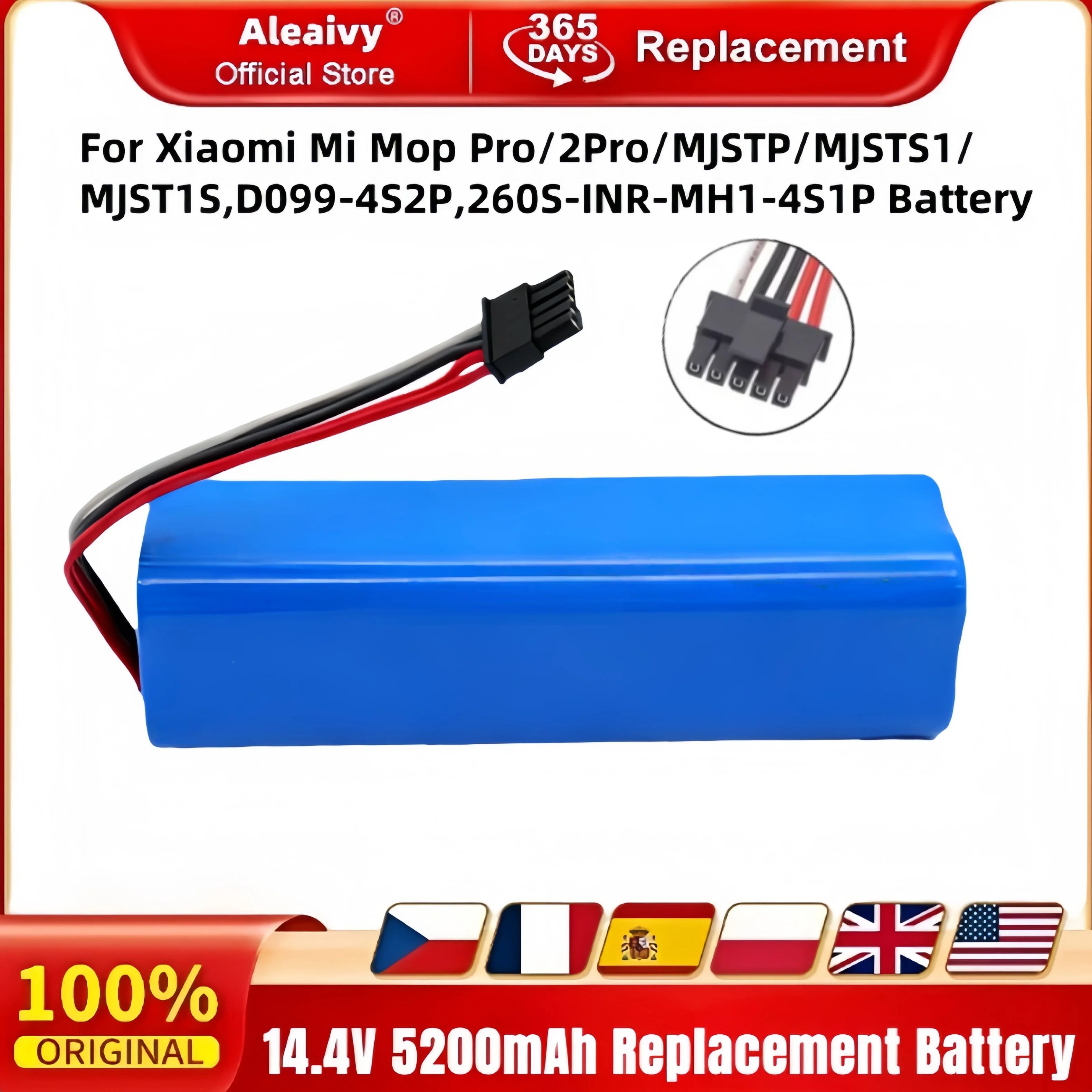 

Сменный аккумулятор для Xiaomi MJSTS1 C101 MJSTP D099-4S2P 14,4 В 5600 мАч для Mi Robot Vacuum-Mop 2 Pro Длительный срок службы питания