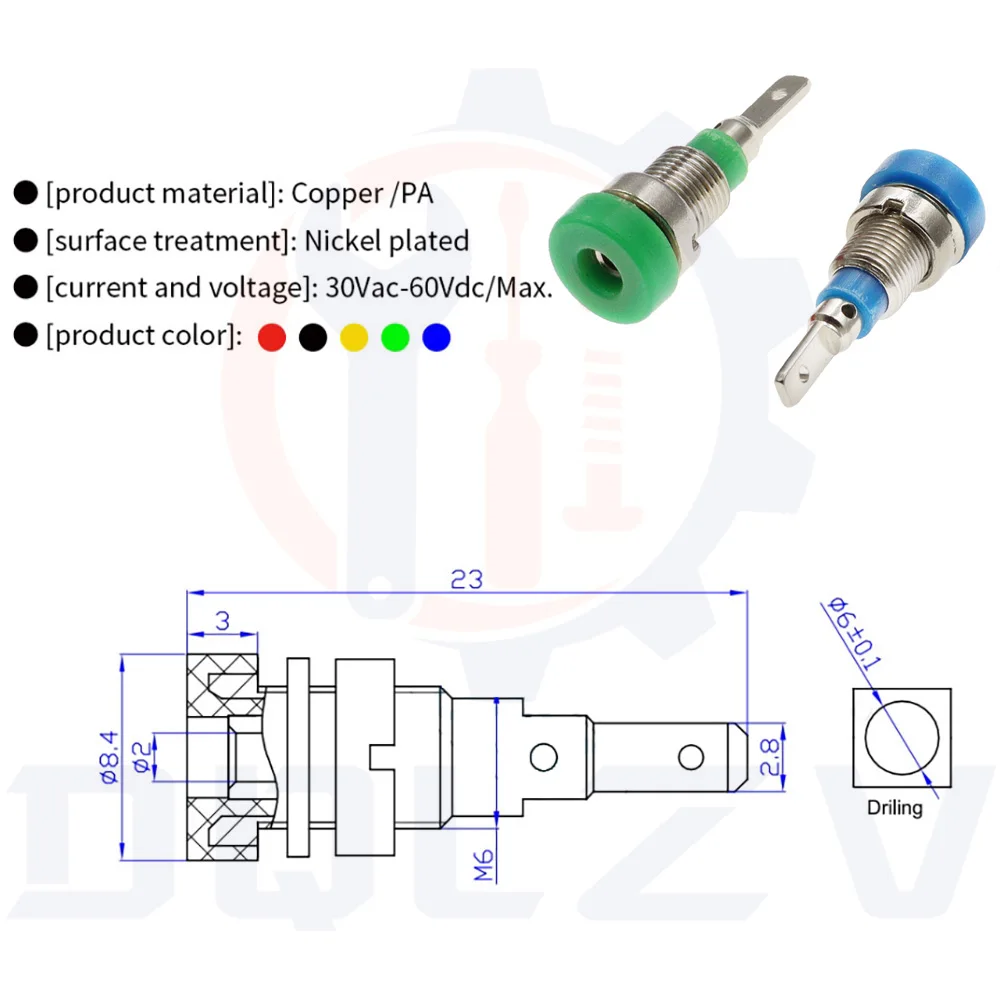 2MM gniazdo bananowe 20A mały lampion 6mm wtyk Panel Jack adapter złącze czystej miedzi wysokiej napięcie zasilania Terminal zasilania