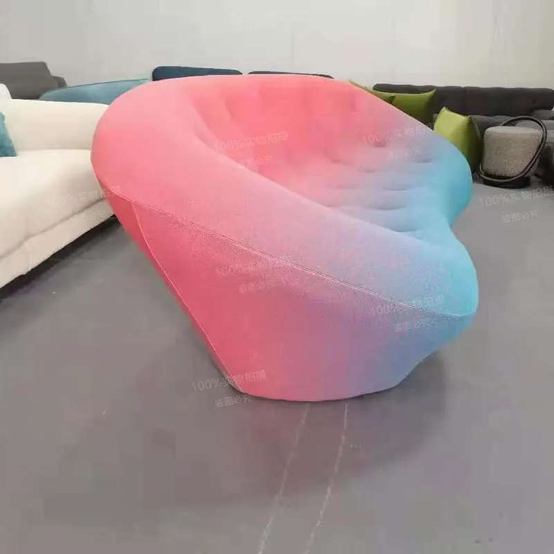 Special-shaped sofa single fabric sofa creative beauty shop hotel sofa three people