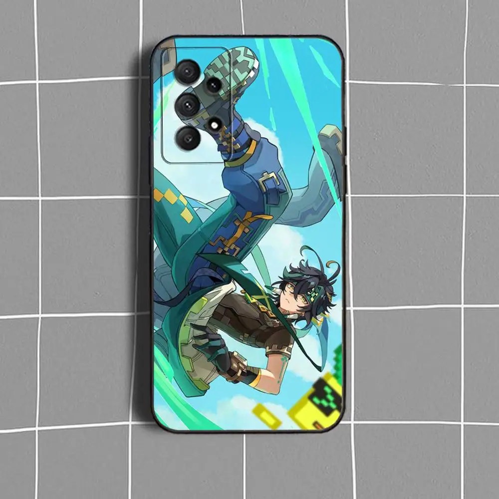 حافظة هاتف K-Kinich Genshin ImpactS لهاتف سامسونج جالاكسي A73,31,32,72,41,53,52,71,22,5G,Note,J7,8,9 غطاء أسود ناعم