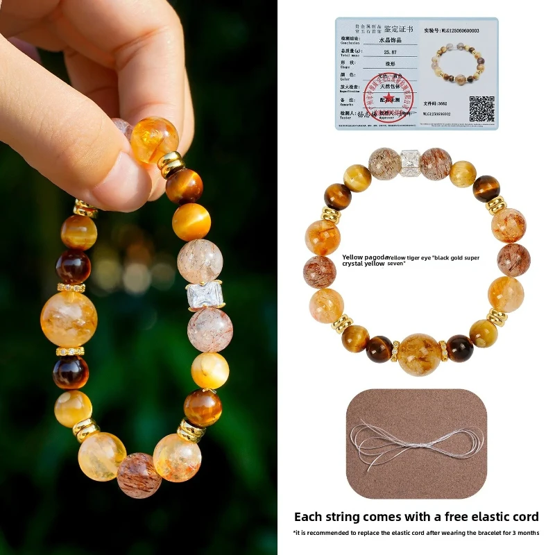 

Noble Natural Citrine Bracelet for Wealth Fortune Crystal Wealth Luck Bracelet Yellow Tower Crystal Tiger Eye Stone Jewelry Gift