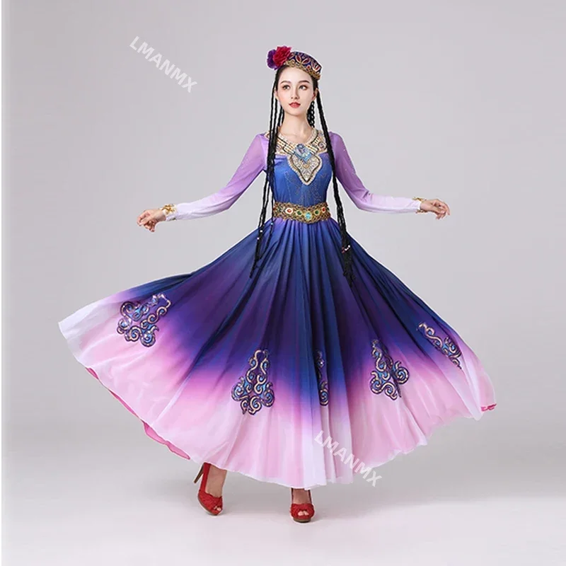Xinjiang dance costume Uyghur skirt folk stage performance Kao dancesport opening