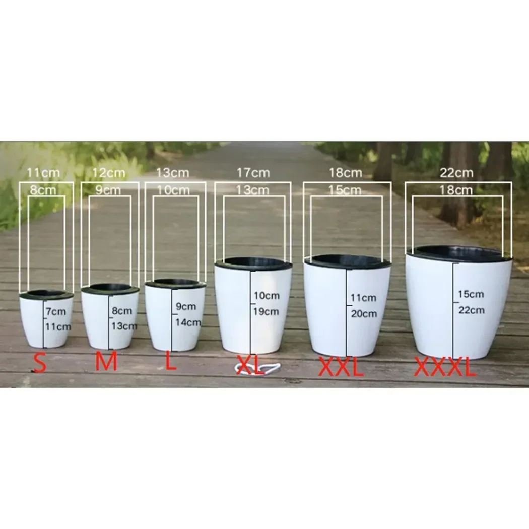 6 Size Lazy Flower-Pots Outer And Inner Pot Imitation Porcelain Series Garden Plastic Self Watering Flowerpot With Cotton-Rope
