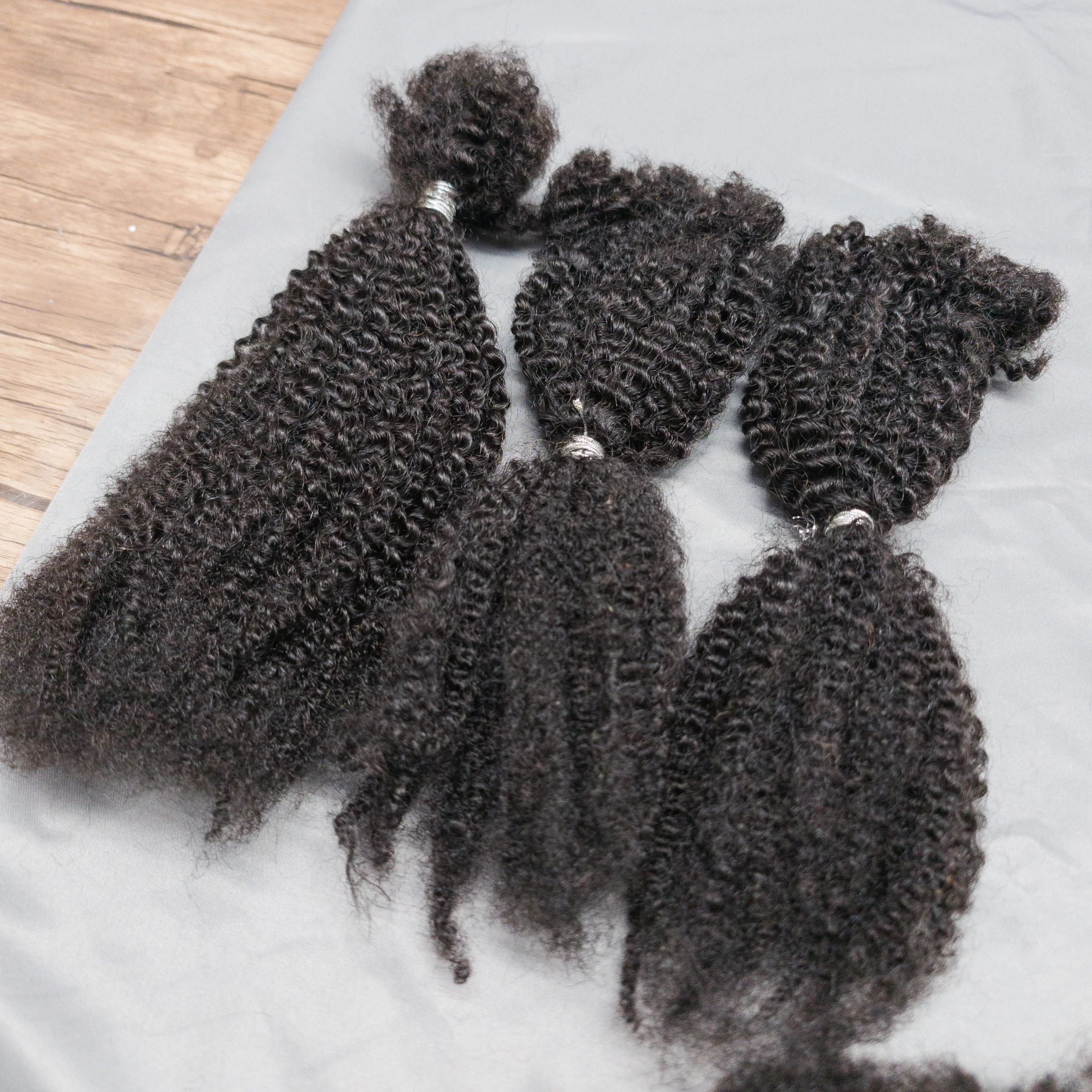

No Weft 16Inch 4C Afro Kinky Curly Bulk Extension Braid Raw Virgin Hair Unprocessed Bulk 100% Human Hair Bundles for Locs Braids