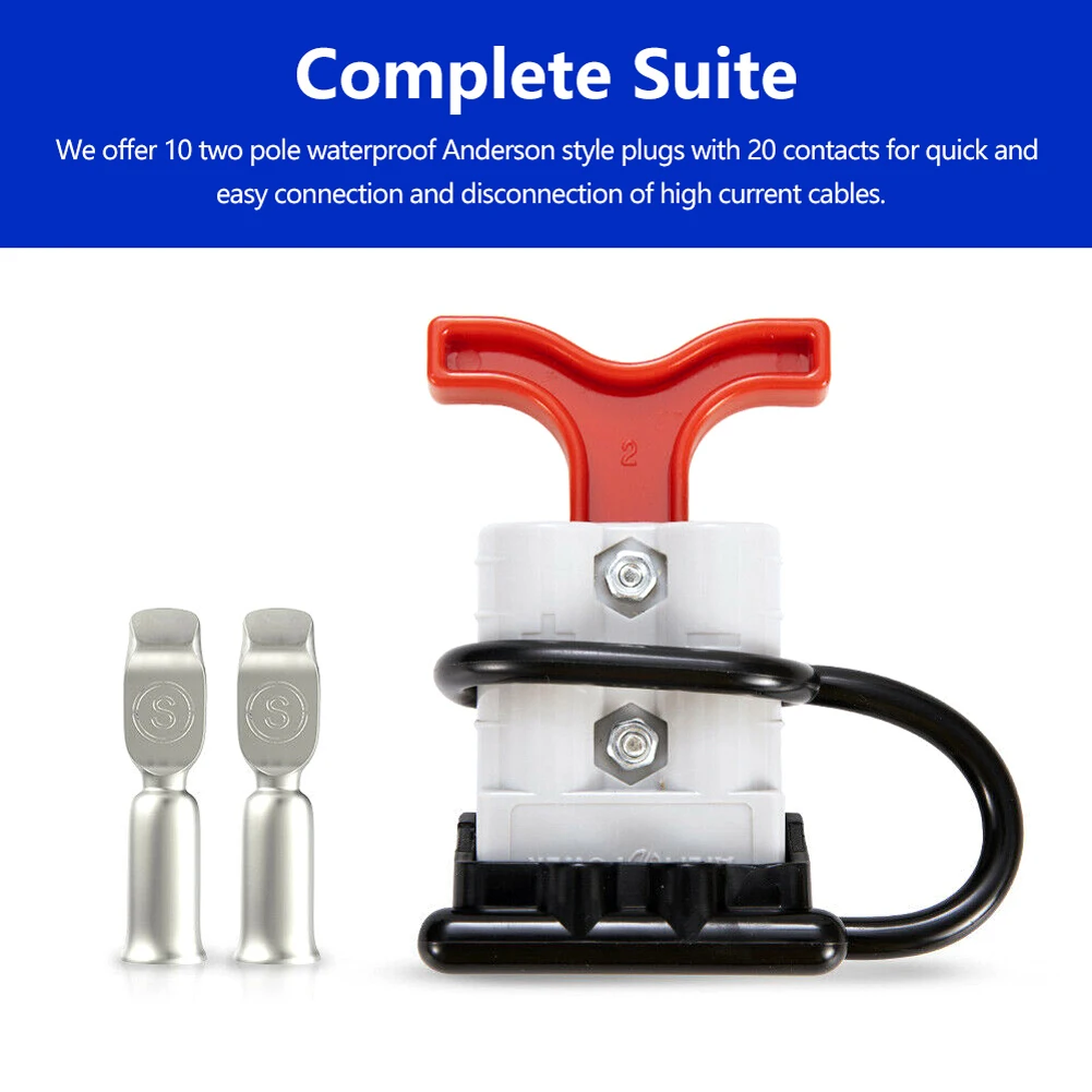 

Power Connector 50 AMP Anderson Plug Cover T Handle Battery Plug Waterproof Large Current for Lithium Battery Vehicle Power