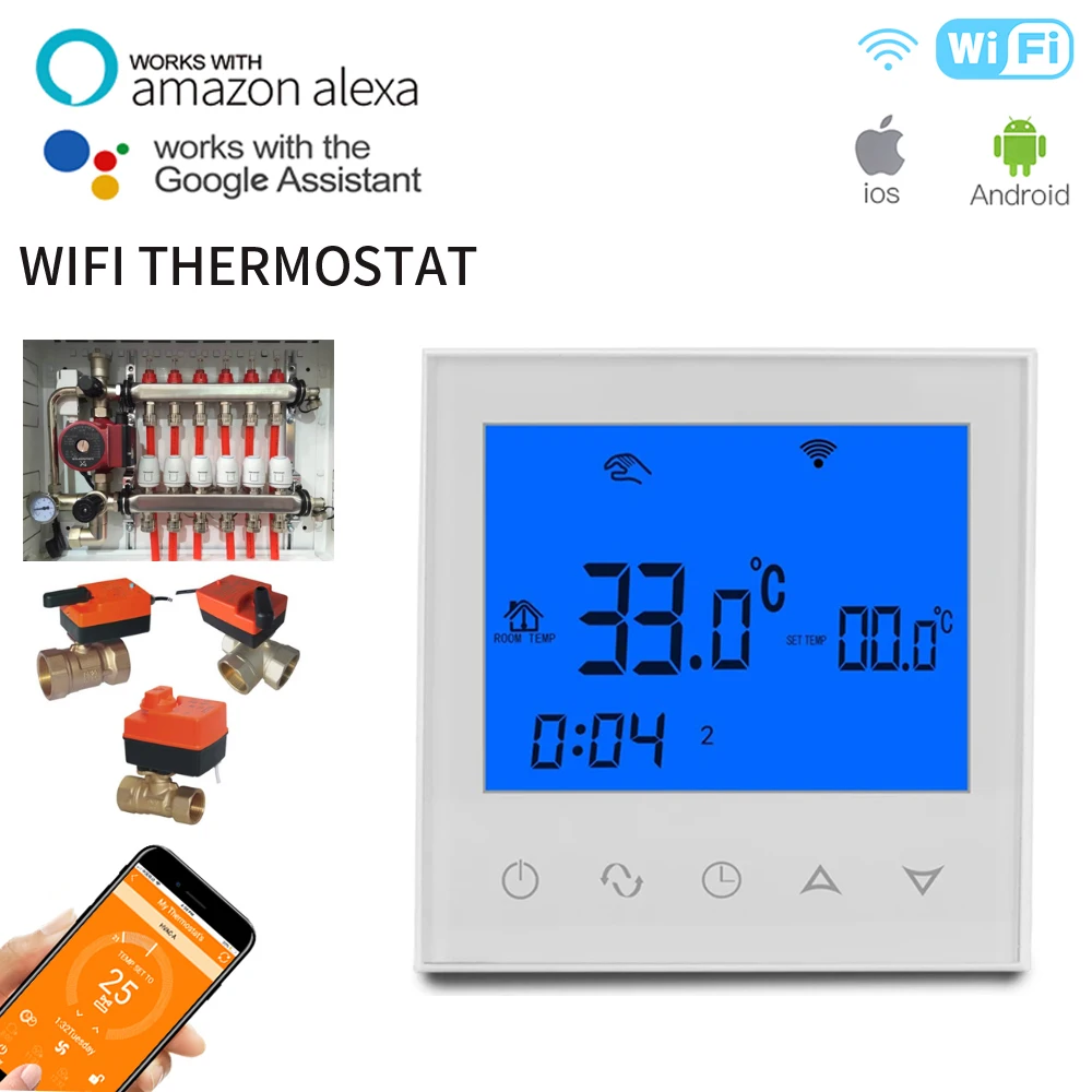 Discount WiFi Professional Touch Screen Thermostat Weekly Programmable Controller for Water Floor Heating Water/Gas Boiler