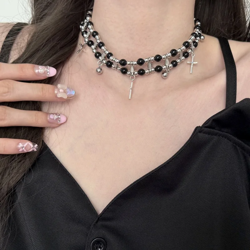 قلادة عصرية على شكل جرس متقاطع حلوة ورائعة للنساء سلسلة ترقوة مكدسة مخصصة #3