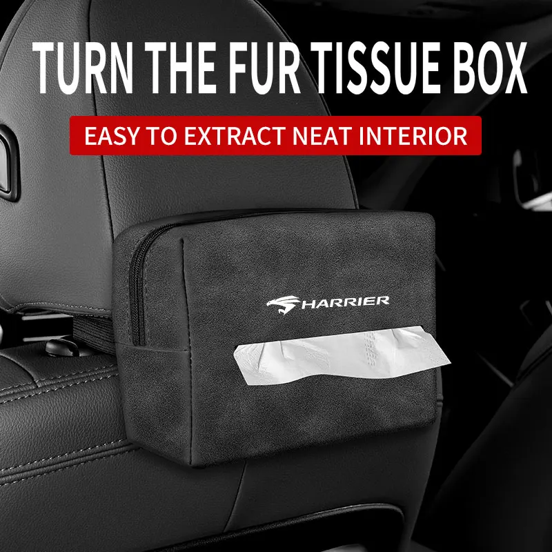 Car Suede Tissue Bag Protector Cover For Toyota Harrier Car Seat Back Tissue Box Interior Accessories