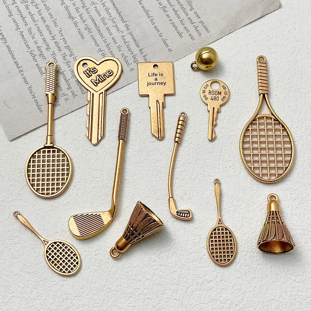 

Retro Handmade Sundries, Diy Alloy Jewelry, Accessories, Materials, Keys, Badminton, Keychains, Creative Gift Pendants